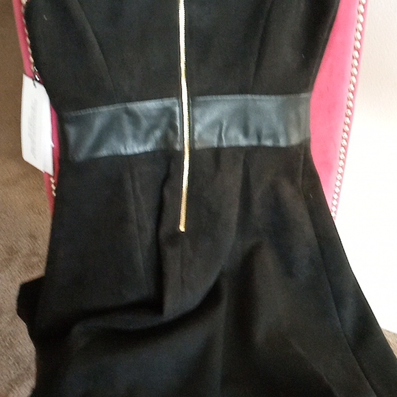 Calvin Klein Sleeveless Fit and Flare Dress with Faux Leather Trim - Picture 6 of 9